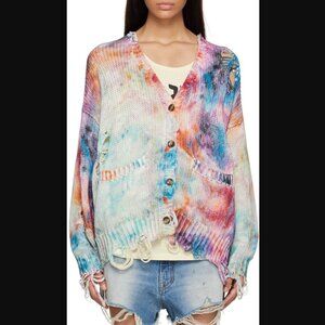R13 Jumbo Oversize Tie Dye Cardigan